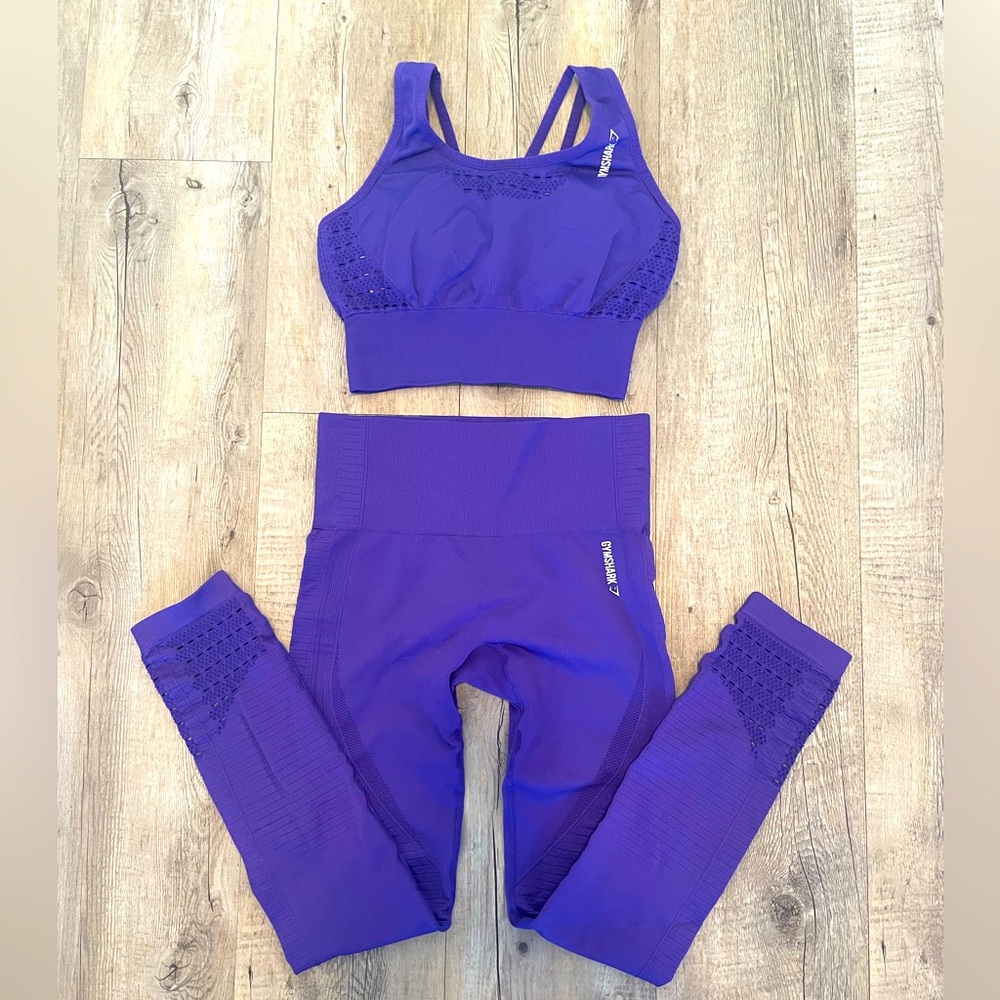 Gymshark seamless purple workout set